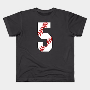 Baseball Number 5 #5 Baseball Shirt Jersey Favorite Player Biggest Fan Kids T-Shirt